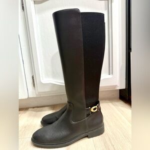Coach Black and Gray Patterned Interior Boots